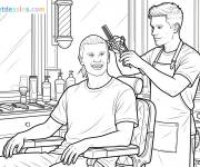 Coloriage Erling Haaland chez le barbier