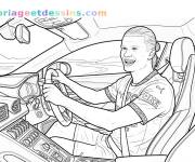 Coloriage Erling Haaland conduisant sa voiture