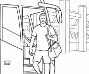 Coloriage Erling Haaland descend du bus