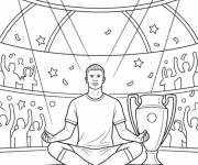 Coloriage Erling Haaland en m&eacute;ditation sur le podium