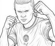 Coloriage Erling Haaland en train de combattre