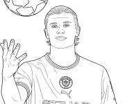 Coloriage Erling Haaland et le ballon de champions league