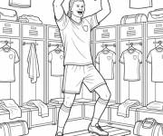Coloriage Erling Haaland et son troph&eacute;e dans le vestiaire
