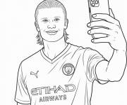 Coloriage Erling Haaland prenant un selfie