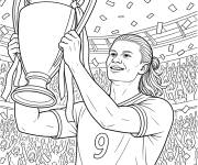 Coloriage Erling Haaland remporte la coupe de la premiere League