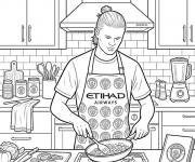 Coloriage Haaland &agrave; la cuisine