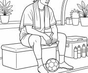 Coloriage Haaland assis avec serviette