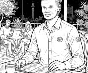 Coloriage Haaland au caf&eacute;