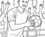 Coloriage Haaland dans le vestiaire avec le ballon