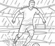 Coloriage Haaland en match sous la pluie