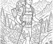 Coloriage Haaland en randonn&eacute;e &agrave; la montagne
