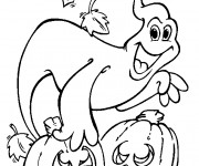 Coloriage Fantome et citrouille de Halloween
