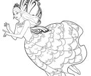 Coloriage et dessins gratuit Barbie f&eacute;e en volant à imprimer