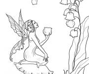 Coloriage et dessins gratuit Belle f&eacute;e dans la foret à imprimer