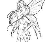 Coloriage et dessins gratuit Belle f&eacute;e pour adultes à imprimer