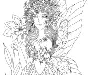 Coloriage et dessins gratuit Belle f&eacute;e pour les adultes à imprimer
