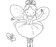 Coloriage et dessins gratuit Belle f&eacute;e pour les petits à imprimer