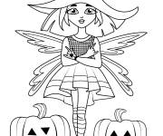 Coloriage Belle f&eacute;e se pr&eacute;pare pour la f&ecirc;te d'Halloween