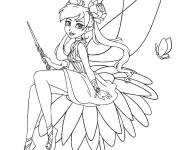 Coloriage et dessins gratuit F&eacute;e assise sur une fleur à imprimer