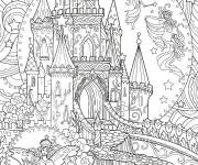 Coloriage F&eacute;e devant le ch&acirc;teau