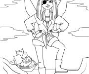 Coloriage Fée en mode pirate