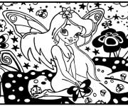 Coloriage F&eacute;e en noir et blanc