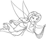 Coloriage et dessins gratuit F&eacute;e en volant avec collier à imprimer
