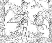 Coloriage F&eacute;e et papillon antistress