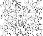 Coloriage F&eacute;e heureuse kawaii