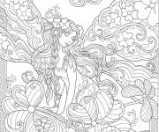 Coloriage F&eacute;e magique complexe