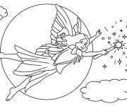 Coloriage F&eacute;e mouches et la lune