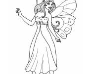 Coloriage F&eacute;e portant une belle robe