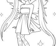 Coloriage F&eacute;e souriante d'anime