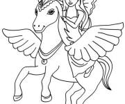 Coloriage F&eacute;e sur licorne pour enfants