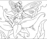 Coloriage F&eacute;e sur une fleur