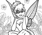 Coloriage F&eacute;e Tinker Bell assise