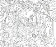 Coloriage F&eacute;es et cygne antistress