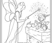 Coloriage La f&eacute;e bleue avec Pinocchio