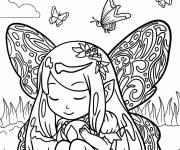 Coloriage La f&eacute;e se repose dans la foret