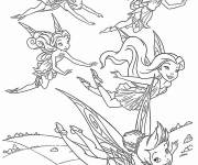 Coloriage Les belles f&eacute;es de Disney en volant