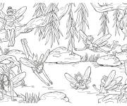 Coloriage Les f&eacute;es se rassemblent dans la foret