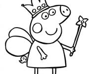 Coloriage Peppa Pig en mode f&eacute;e