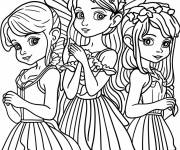 Coloriage Trois petites fées en toute beauté