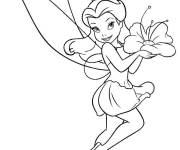 Coloriage Une f&eacute;e tenant une belle fleur