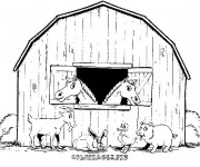 Coloriage Chevaux dans leur stable