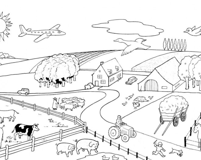 Coloriage Ferme Avec Animaux Dessin Gratuit à Imprimer