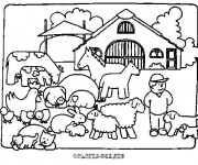 Coloriage Fermier animaux de ferme