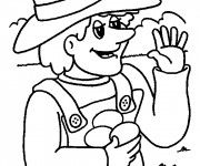 Coloriage Fermier apporte les oeufs