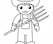 Coloriage Fermier enfant mignon