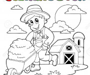 Coloriage Fermier enfant travaille